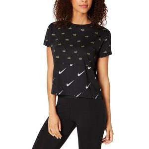 Nike Swoosh Check Semi Cropped Layered Tee Black